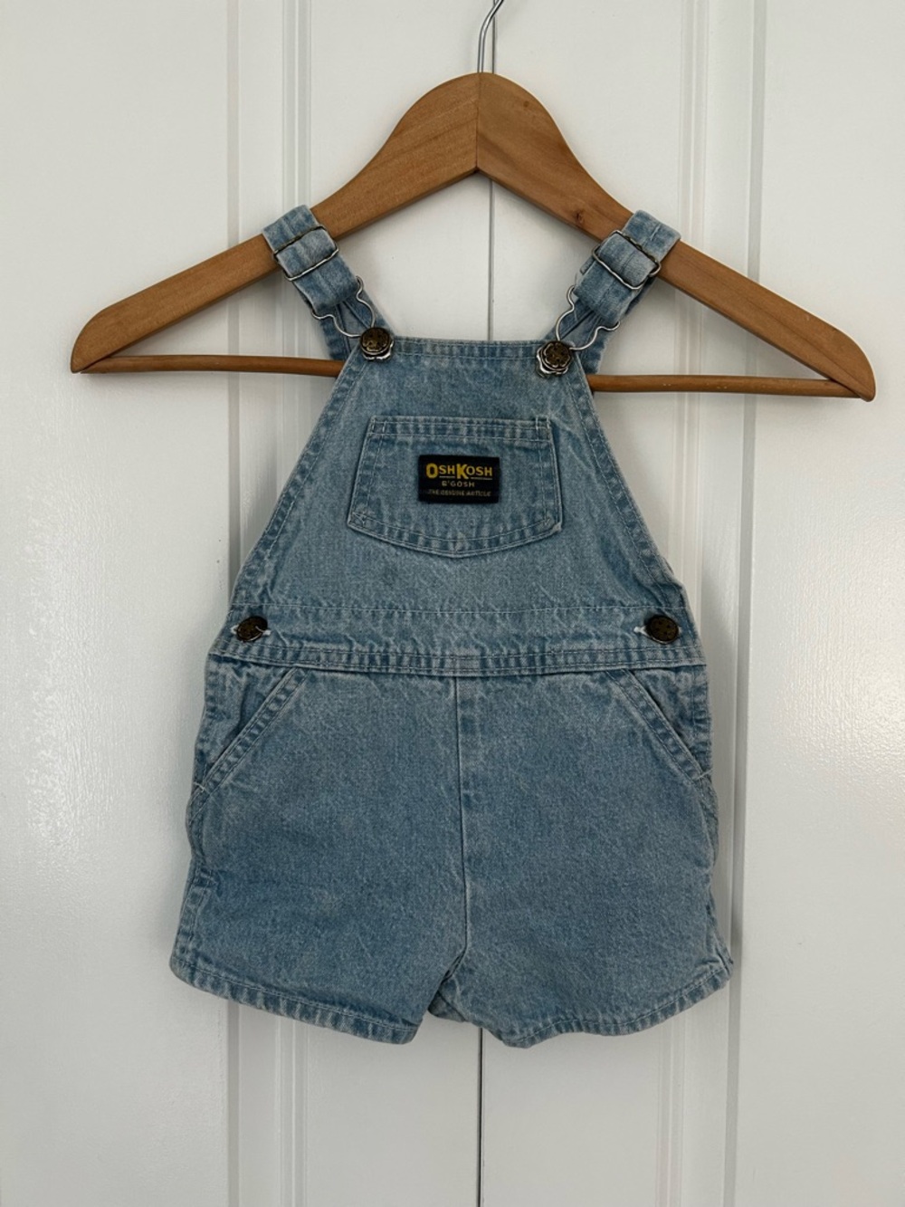 Vintage Osh Kosh B’gosh shortie denim overalls light wash 18 months made in USA